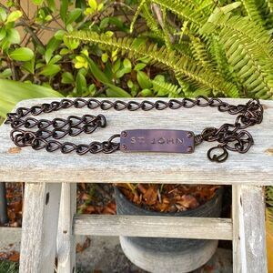 NWOT St. John Designer Bronze Name Plate Chain Link Belt. Luxury Runway